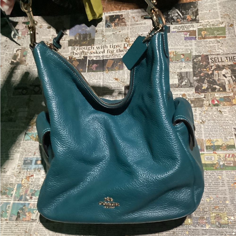 Teal Coach Leather Hand Bag. Great condition!